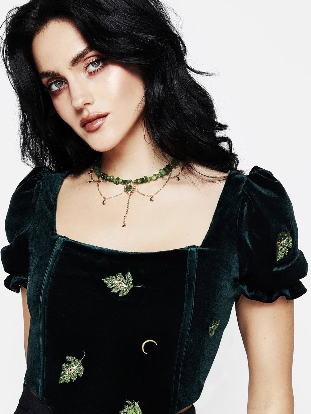 🐸🌙 Disturbia Swamplife Frog Embroidered Velour Corset Top – US 6 🌙🐸